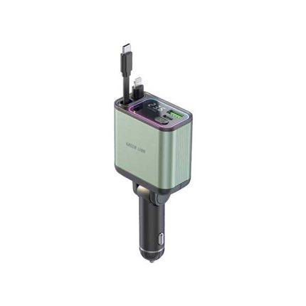 شارژر فندکی با سیم جمع شونده گرین لاین 90W