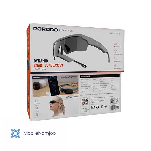 Untitled-4 عینک دودی UV400 هوشمند بلوتوثی پرودو Porodo Lifestyle Dynamiq Smart Sunglasses PDLFSTK08