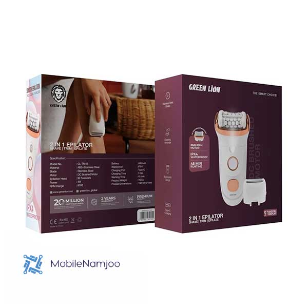 Untitled-4 اپیلاتور دوکاره گرین لاین مدل Green Lion 2 in 1 Epilator Shave, Trim, Epilate